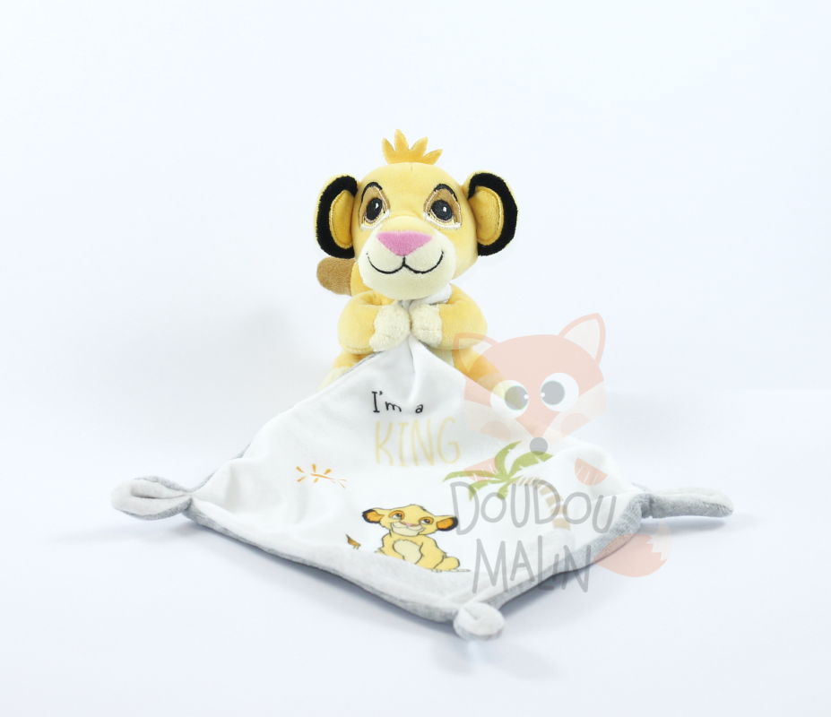  simba lion mouchoir im a king blanc jaune 25 cm 